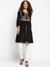 Black Embroidered Rayon Crepe Tunic