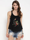 Black Embroidered Jersey Knit Top