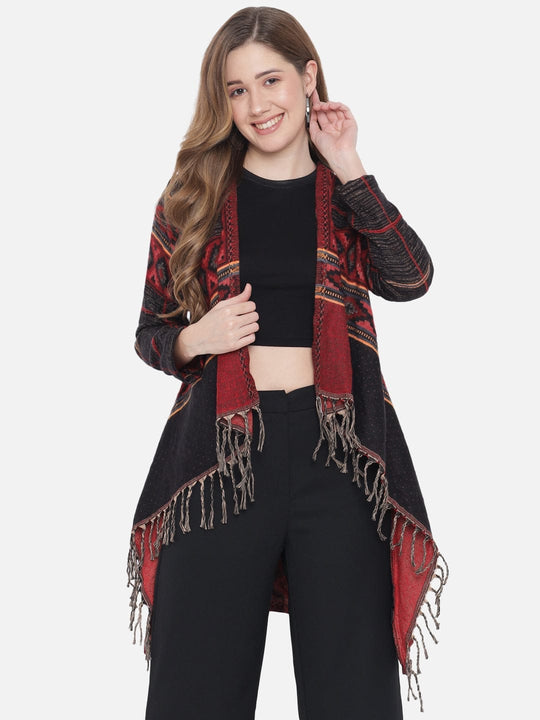 Black Geometric Jacquard Jacket