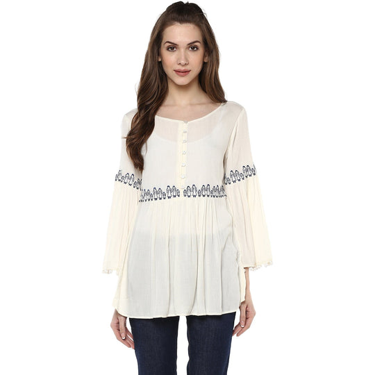 Ivory Solid Rayon Crepe Top