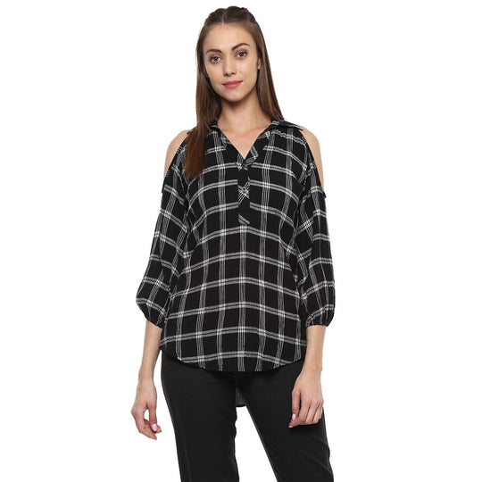 Black Checks Cambric Top