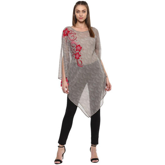 Grey Printed Georgette Kaftan