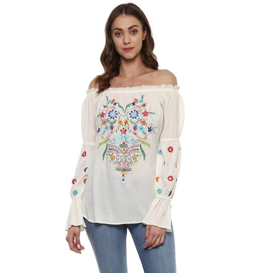 Ivory Solid Rayon Crepe Top