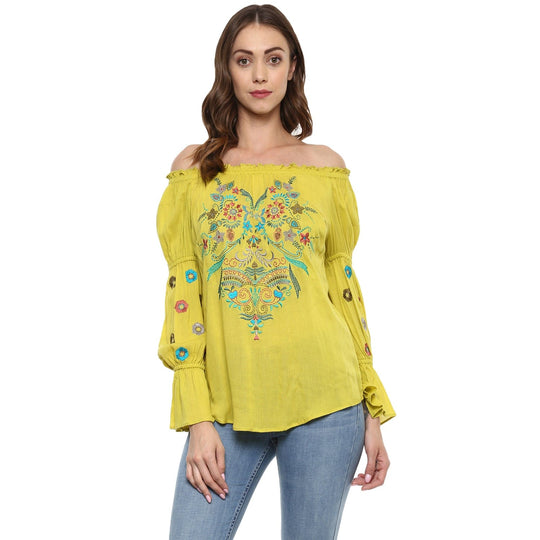 Emerald Green Solid Rayon Crepe Top