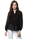 Black Solid Georgette Shirt - Taurusshop.com