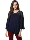 Blue Solid Rayon Crepe Top - Taurusshop.com